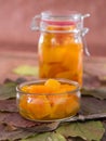 Home-made pumpkin marinated sweet-and-sourly in a glass Royalty Free Stock Photo