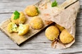 Home made rice italian style Croquette.Arancini Royalty Free Stock Photo