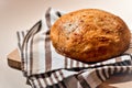 Home made rustic crusty traditional round bread freshly from the oven