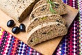 Home made rye bread with olives Royalty Free Stock Photo