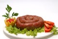 Home made sausage served with vegetables Royalty Free Stock Photo