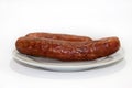 Home made sausages on the plate Royalty Free Stock Photo