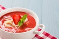 Home made soup with strawberries Royalty Free Stock Photo