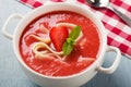 Home made soup with strawberries Royalty Free Stock Photo