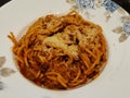 Home made spaghetti in a bowl