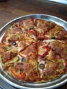 home made spicy veg.pizza...so yummy Royalty Free Stock Photo