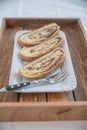 Home made strudel filled with hazelnuts