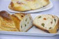 Home made sweet braided bread. Bread with crystal fruit. Royalty Free Stock Photo