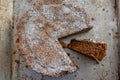 Home made sweet Chocolate Chestnut Cake on a table