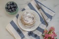 Home made lemon pancakes with poppy seeds on a breakfast table Royalty Free Stock Photo