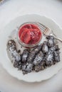 Sweet potato moodles with poppy seeds Royalty Free Stock Photo
