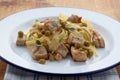 Home made tagliatelle with pork goulash Royalty Free Stock Photo