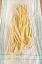 Home made tagliatelle on a towel Royalty Free Stock Photo