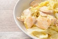 Home Made Taiwan Delicious Food Chicken Breast Cabbage for Ketogenic Diet and Body Health, Place for Text, Top View, High Protei