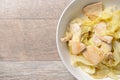 Home Made Taiwan Delicious Food Chicken Breast Cabbage for Ketogenic Diet and Body Health, Place for Text, Top View, High Protei