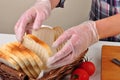 home made toast bread in a basket Royalty Free Stock Photo