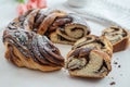 Home made traditional sweet chocolate babka Royalty Free Stock Photo