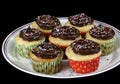 Home Made Vanilla Cupcakes with Chocolate Icing and Sprinkles Royalty Free Stock Photo