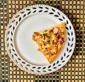 Home Made Veg Pizza with toppings of onion capscicum corn are ready to serve Royalty Free Stock Photo