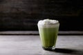 Home made vegan matcha tea latte with coconut milk Royalty Free Stock Photo