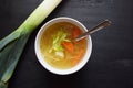 Home-made vegetable soup, in a white soup cup. Vegetarian Food Healthy food Royalty Free Stock Photo
