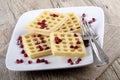 Home made waffle with pomegranate seed