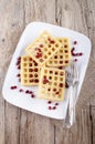 Home made waffle with pomegranate seed