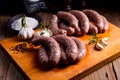 Home-made white sausage out pigs and calf meat Royalty Free Stock Photo