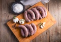 Home-made white sausage out pigs and calf meat Royalty Free Stock Photo