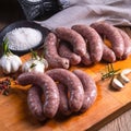 Home-made white sausage out pigs and calf meat Royalty Free Stock Photo