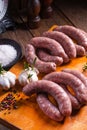 Home-made white sausage out pigs and calf meat Royalty Free Stock Photo