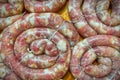 Home-made white sausage out pigs and calf meat Royalty Free Stock Photo