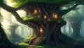 Home of magic fairy forest tree house Ai Generated Royalty Free Stock Photo