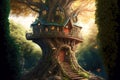 home of magic fairy forest tree house Royalty Free Stock Photo