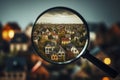 Home magnifying magnifying glass. Generative AI