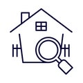 home, magnifying glass, house finding icon