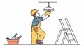 Home maintenance worker, safe renovation task, vector design Generative AI Royalty Free Stock Photo
