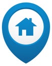 Home map pointer. Blue geo pin marker