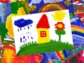 Home on meadow with collage Royalty Free Stock Photo