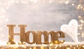 Home. Message of home with wooden letters