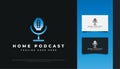 Home and Microphone Logo Design for Podcast Entertainment Identity