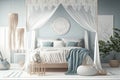 Home mockup coastal boho style bedroom created with Generative AI technology Royalty Free Stock Photo