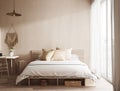 Home mockup, Coastal boho style bedroom interior background Royalty Free Stock Photo