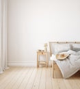 Home mockup, Coastal boho style bedroom interior background Royalty Free Stock Photo
