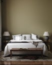 Home mockup, dark green bedroom interior background Royalty Free Stock Photo