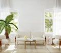 Home mockup, living room interior of Spanish villa Royalty Free Stock Photo