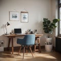 Home mockup, vintage home office interior background, Royalty Free Stock Photo