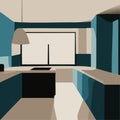 home modern home kitchen vector illustration