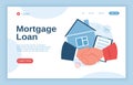 Home mortgage loan, property ownership concept landing page. House loan agreement, real estate investment, bank credit vector web Royalty Free Stock Photo