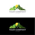 Home mountain with sunrise logo, Real estate logo Royalty Free Stock Photo